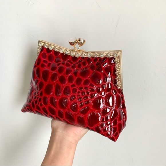 Handmade Genuine Leather Embossed Cobblestone Texture Kisslock Bag & Small Purse - Picture 8 of 16